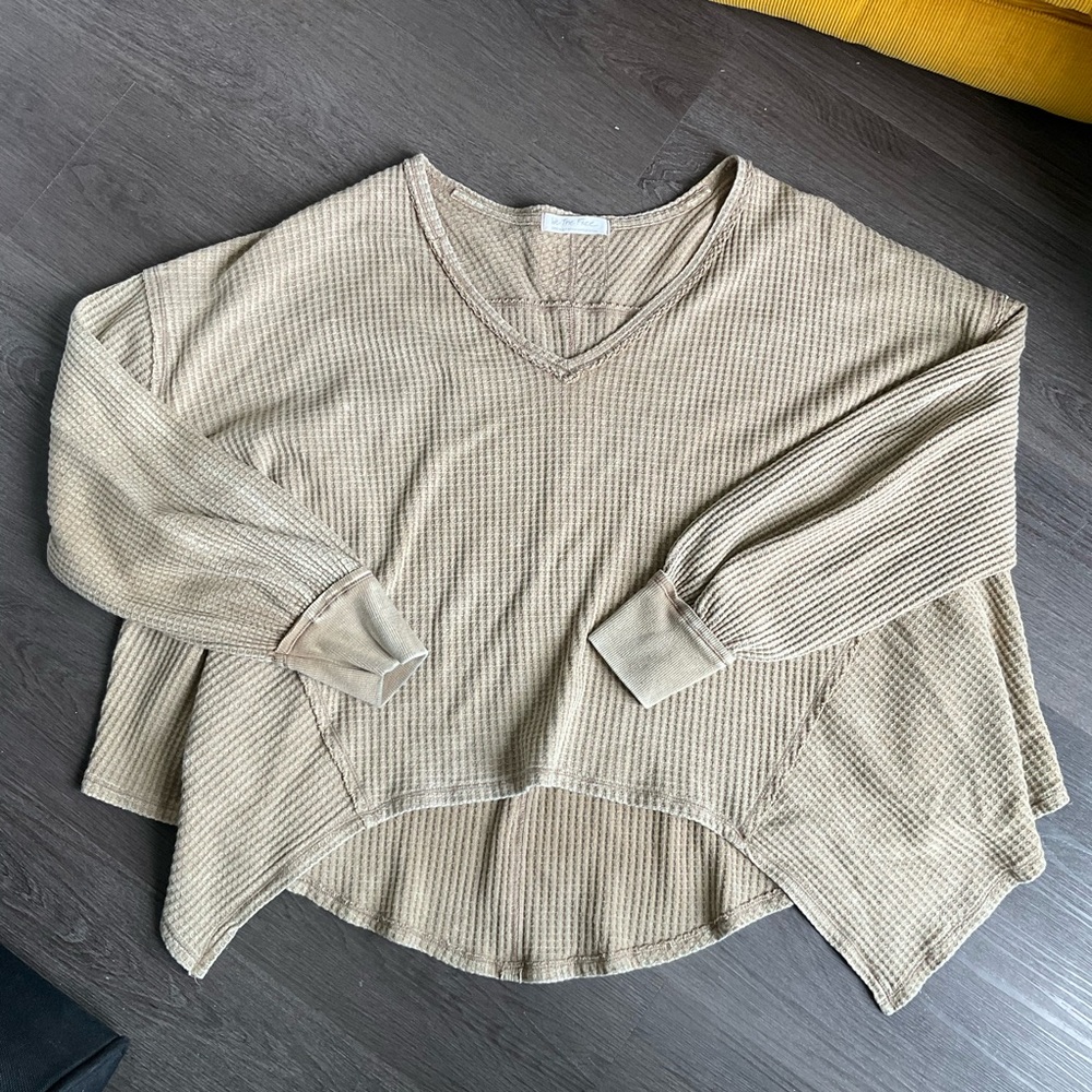 Free People We the Free Waffle Long Sleeve Top